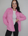 CORDUROY PINK SHERPA LINED SHACKET