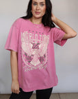 WORLD TOUR DISTRESSED PINK GRAPHIC TEE
