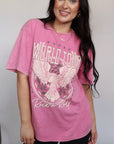 WORLD TOUR DISTRESSED PINK GRAPHIC TEE